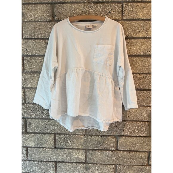 Smiths Steel Womens Medium Peplum Blouse With Pocket Lightweight Cotton/Linen Bl - Picture 1 of 7